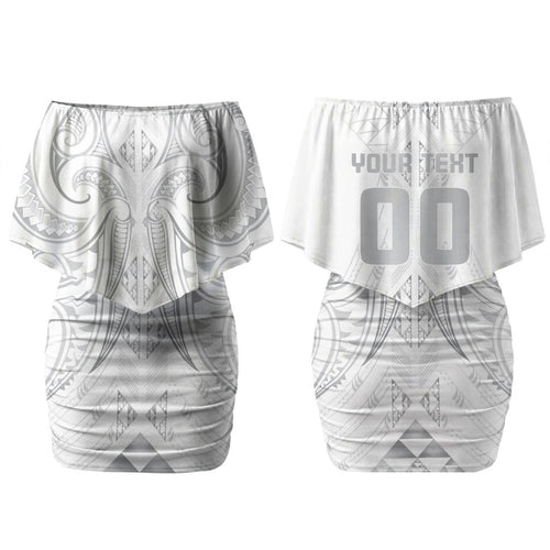 Maori Rugby Custom Ngaru Mangopare Couples Matching Off Shoulder Short Dress and Hawaiian Shirt Kiwikiwi Niho Taniwha Motif