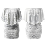 Maori Rugby Custom Ngaru Mangopare Couples Matching Off Shoulder Short Dress and Long Sleeve Button Shirt Kiwikiwi Niho Taniwha Motif