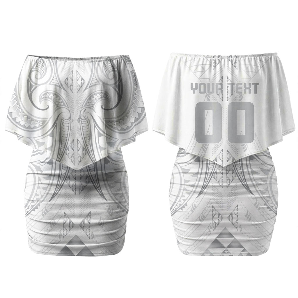 Maori Rugby Custom Ngaru Mangopare Couples Matching Off Shoulder Short Dress and Long Sleeve Button Shirt Kiwikiwi Niho Taniwha Motif
