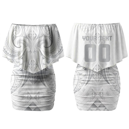 Maori Rugby Custom Ngaru Mangopare Couples Matching Off Shoulder Short Dress and Long Sleeve Button Shirt Kiwikiwi Niho Taniwha Motif