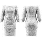 Maori Rugby Custom Ngaru Mangopare Couples Matching Off The Shoulder Long Sleeve Dress and Long Sleeve Button Shirt Kiwikiwi Niho Taniwha Motif
