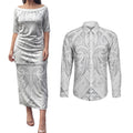 Maori Rugby Custom Ngaru Mangopare Couples Matching Puletasi and Long Sleeve Button Shirt Kiwikiwi Niho Taniwha Motif