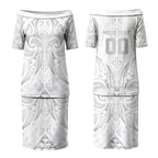 Maori Rugby Custom Ngaru Mangopare Couples Matching Puletasi and Long Sleeve Button Shirt Kiwikiwi Niho Taniwha Motif