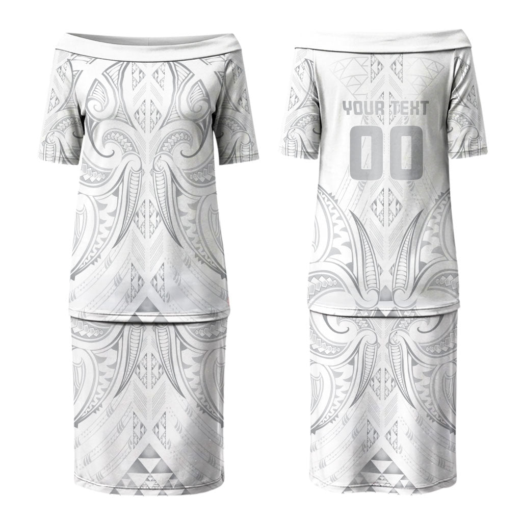 Maori Rugby Custom Ngaru Mangopare Couples Matching Puletasi and Long Sleeve Button Shirt Kiwikiwi Niho Taniwha Motif