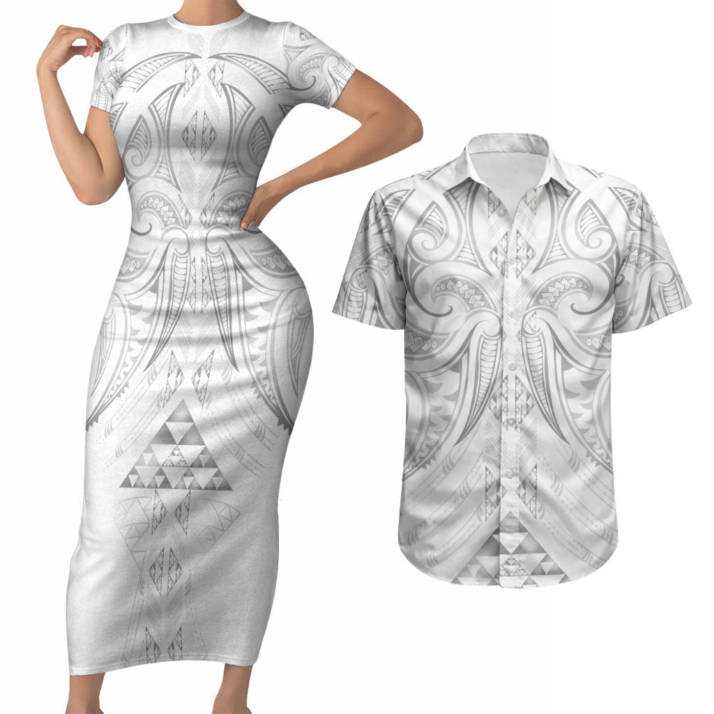 Maori Rugby Custom Ngaru Mangopare Couples Matching Short Sleeve Bodycon Dress and Hawaiian Shirt Kiwikiwi Niho Taniwha Motif