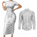 Maori Rugby Custom Ngaru Mangopare Couples Matching Short Sleeve Bodycon Dress and Long Sleeve Button Shirt Kiwikiwi Niho Taniwha Motif