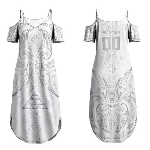 Maori Rugby Custom Ngaru Mangopare Couples Matching Summer Maxi Dress and Long Sleeve Button Shirt Kiwikiwi Niho Taniwha Motif