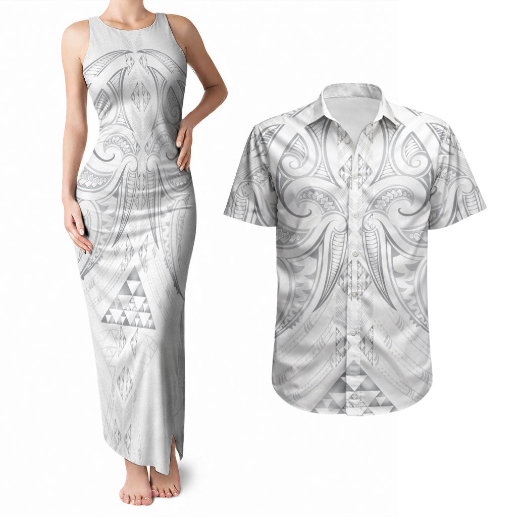 Maori Rugby Custom Ngaru Mangopare Couples Matching Tank Maxi Dress and Hawaiian Shirt Kiwikiwi Niho Taniwha Motif
