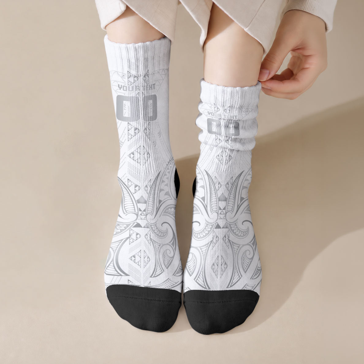 Maori Rugby Custom Ngaru Mangopare Crew Socks Kiwikiwi Niho Taniwha Motif