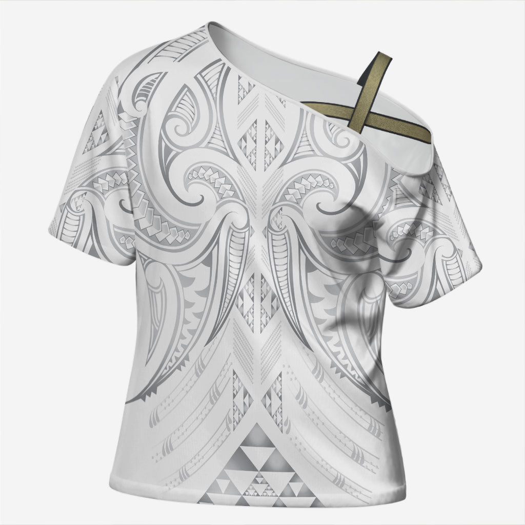 Maori Rugby Custom Ngaru Mangopare Cross Shoulder Shirt Kiwikiwi Niho Taniwha Motif