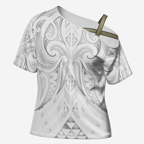Maori Rugby Custom Ngaru Mangopare Cross Shoulder Shirt Kiwikiwi Niho Taniwha Motif