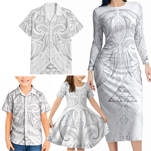 Maori Rugby Custom Ngaru Mangopare Family Matching Long Sleeve Bodycon Dress and Hawaiian Shirt Kiwikiwi Niho Taniwha Motif