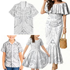 Maori Rugby Custom Ngaru Mangopare Family Matching Mermaid Dress and Hawaiian Shirt Kiwikiwi Niho Taniwha Motif