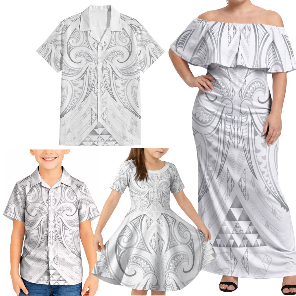 Maori Rugby Custom Ngaru Mangopare Family Matching Off Shoulder Maxi Dress and Hawaiian Shirt Kiwikiwi Niho Taniwha Motif