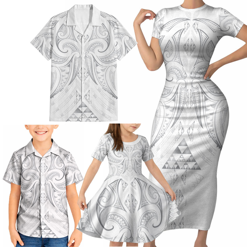 Maori Rugby Custom Ngaru Mangopare Family Matching Short Sleeve Bodycon Dress and Hawaiian Shirt Kiwikiwi Niho Taniwha Motif