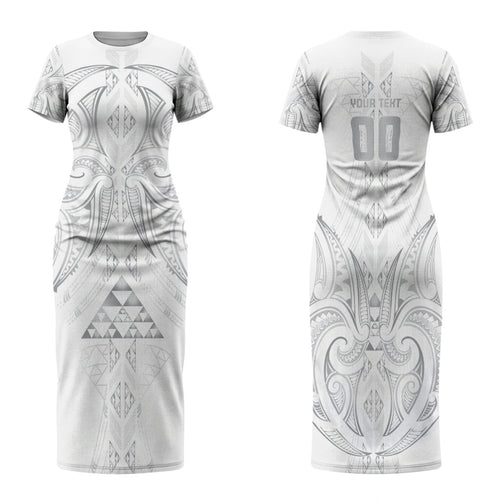 Maori Rugby Custom Ngaru Mangopare Family Matching Short Sleeve Bodycon Dress and Hawaiian Shirt Kiwikiwi Niho Taniwha Motif