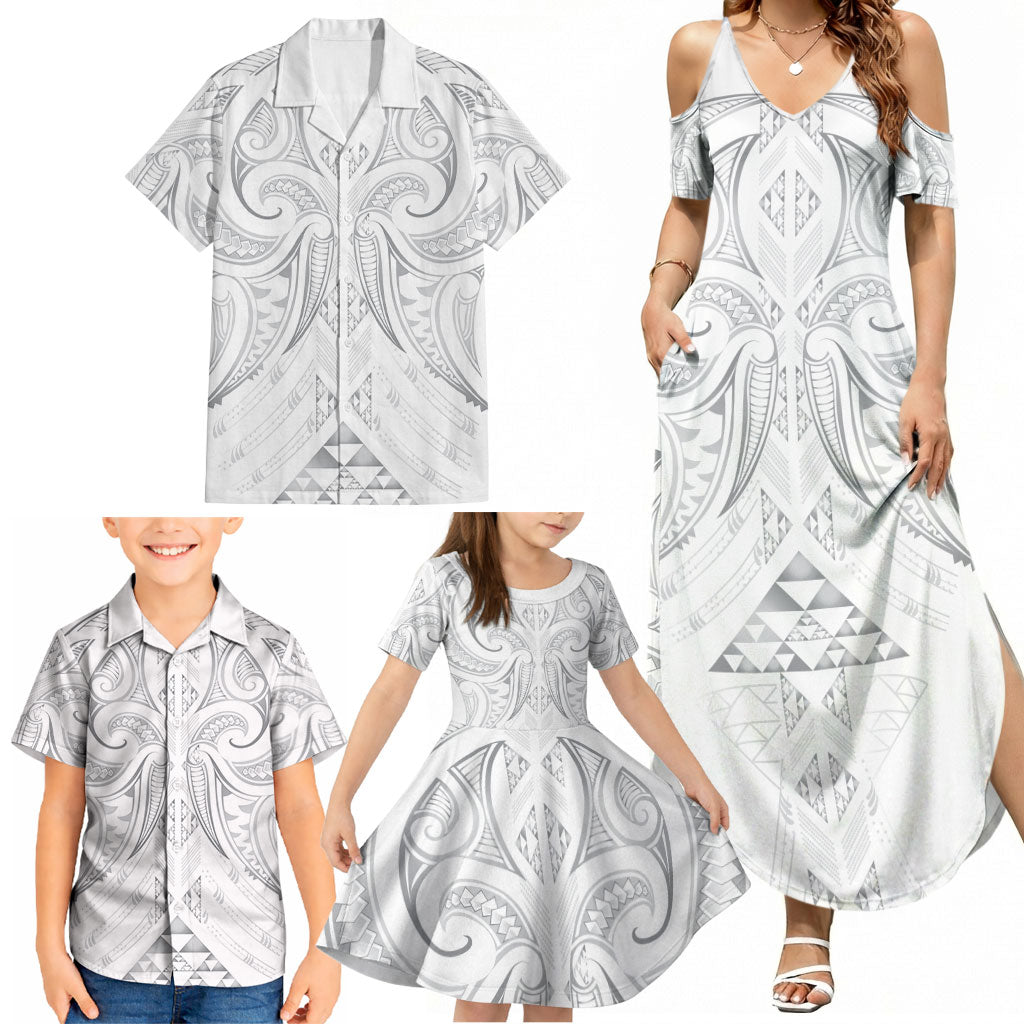 Maori Rugby Custom Ngaru Mangopare Family Matching Summer Maxi Dress and Hawaiian Shirt Kiwikiwi Niho Taniwha Motif