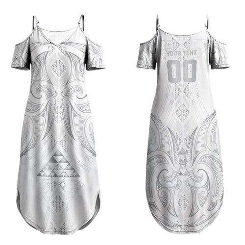 Maori Rugby Custom Ngaru Mangopare Family Matching Summer Maxi Dress and Hawaiian Shirt Kiwikiwi Niho Taniwha Motif