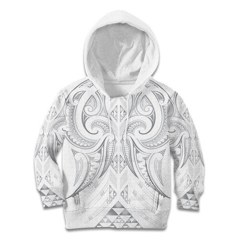 Maori Rugby Custom Ngaru Mangopare Kid Hoodie Kiwikiwi Niho Taniwha Motif