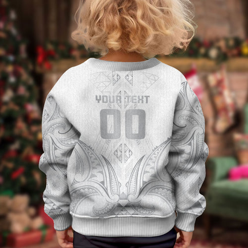 Maori Rugby Custom Ngaru Mangopare Kid Ugly Christmas Sweater Kiwikiwi Niho Taniwha Motif