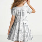 Maori Rugby Custom Ngaru Mangopare Kid Short Sleeve Dress Kiwikiwi Niho Taniwha Motif