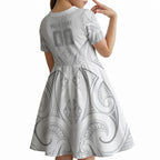 Maori Rugby Custom Ngaru Mangopare Kid Short Sleeve Dress Kiwikiwi Niho Taniwha Motif