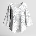 Maori Rugby Custom Ngaru Mangopare Kimono Sleeve Blouse Kiwikiwi Niho Taniwha Motif