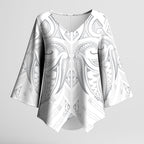 Maori Rugby Custom Ngaru Mangopare Kimono Sleeve Blouse Kiwikiwi Niho Taniwha Motif
