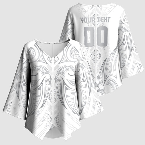 Maori Rugby Custom Ngaru Mangopare Kimono Sleeve Blouse Kiwikiwi Niho Taniwha Motif