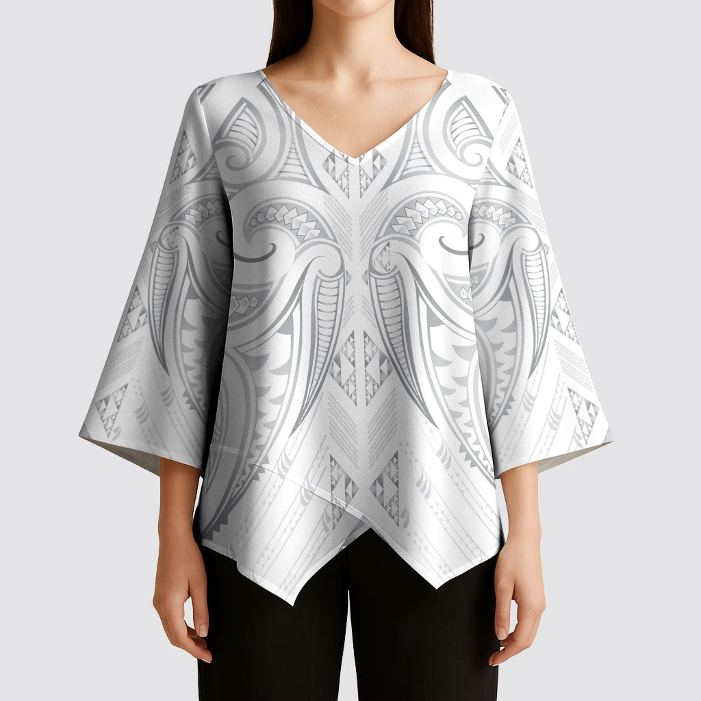 Maori Rugby Custom Ngaru Mangopare Kimono Sleeve Blouse Kiwikiwi Niho Taniwha Motif