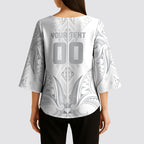 Maori Rugby Custom Ngaru Mangopare Kimono Sleeve Blouse Kiwikiwi Niho Taniwha Motif