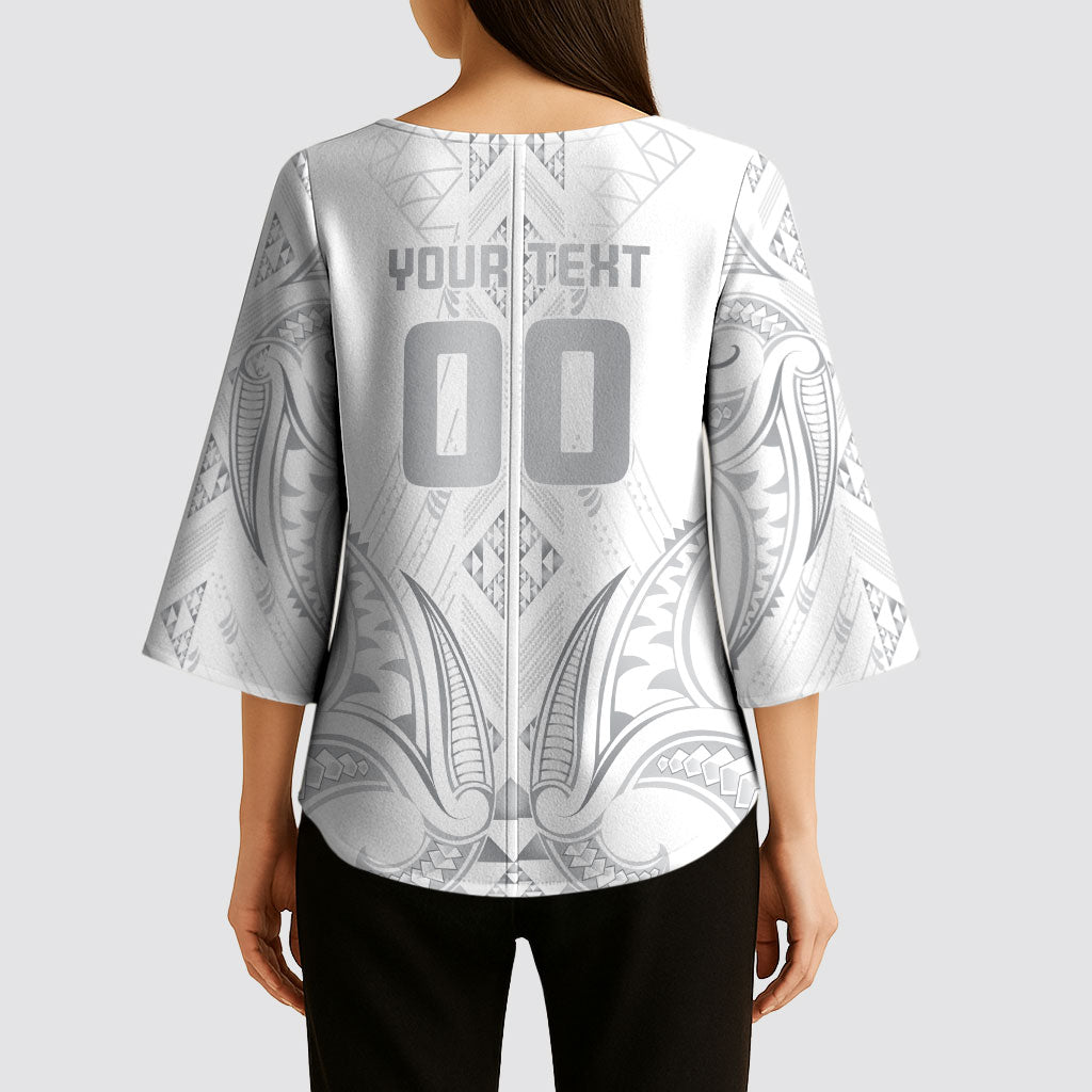 Maori Rugby Custom Ngaru Mangopare Kimono Sleeve Blouse Kiwikiwi Niho Taniwha Motif