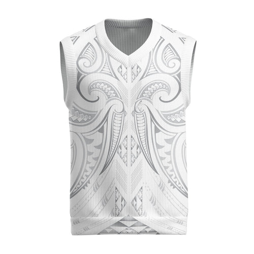 Maori Rugby Custom Ngaru Mangopare Christmas Knitted V-Neck Vest Kiwikiwi Niho Taniwha Motif