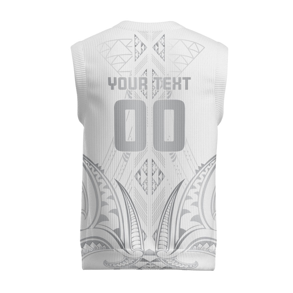 Maori Rugby Custom Ngaru Mangopare Christmas Knitted V-Neck Vest Kiwikiwi Niho Taniwha Motif