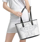 Maori Rugby Custom Ngaru Mangopare Leather Tote Bag Kiwikiwi Niho Taniwha Motif