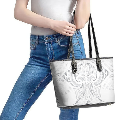 Maori Rugby Custom Ngaru Mangopare Leather Tote Bag Kiwikiwi Niho Taniwha Motif