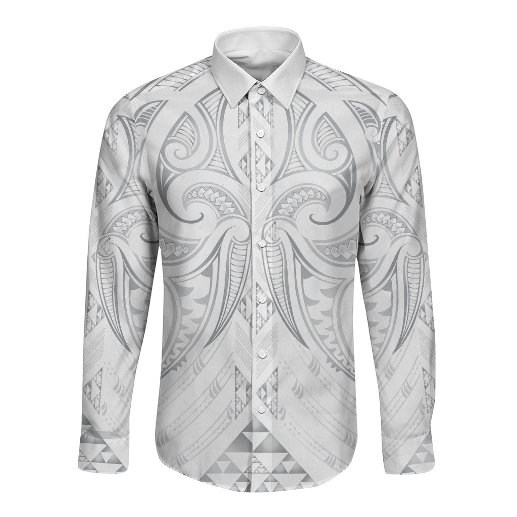 Maori Rugby Custom Ngaru Mangopare Long Sleeve Button Shirt Kiwikiwi Niho Taniwha Motif
