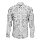 Maori Rugby Custom Ngaru Mangopare Long Sleeve Button Shirt Kiwikiwi Niho Taniwha Motif
