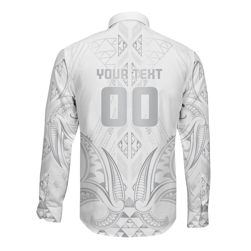 Maori Rugby Custom Ngaru Mangopare Long Sleeve Button Shirt Kiwikiwi Niho Taniwha Motif
