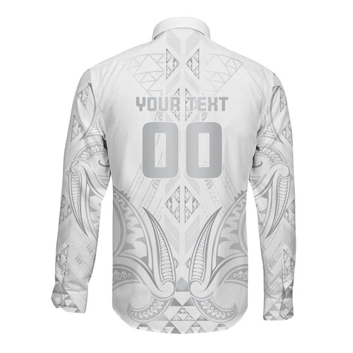 Maori Rugby Custom Ngaru Mangopare Long Sleeve Button Shirt Kiwikiwi Niho Taniwha Motif