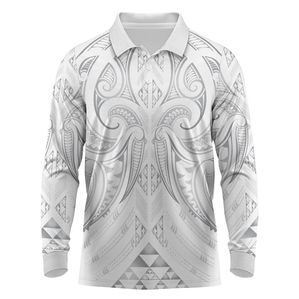 Maori Rugby Custom Ngaru Mangopare Long Sleeve Polo Shirt Kiwikiwi Niho Taniwha Motif