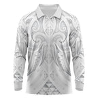 Maori Rugby Custom Ngaru Mangopare Long Sleeve Polo Shirt Kiwikiwi Niho Taniwha Motif