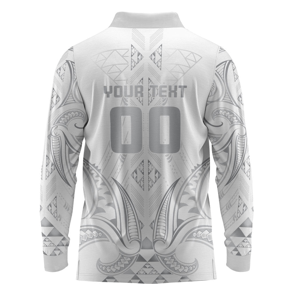 Maori Rugby Custom Ngaru Mangopare Long Sleeve Polo Shirt Kiwikiwi Niho Taniwha Motif
