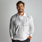 Maori Rugby Custom Ngaru Mangopare Long Sleeve Polo Shirt Kiwikiwi Niho Taniwha Motif