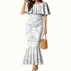 Maori Rugby Custom Ngaru Mangopare Mermaid Dress Kiwikiwi Niho Taniwha Motif