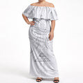 Maori Rugby Custom Ngaru Mangopare Off Shoulder Maxi Dress Kiwikiwi Niho Taniwha Motif