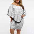 Maori Rugby Custom Ngaru Mangopare Off Shoulder Short Dress Kiwikiwi Niho Taniwha Motif