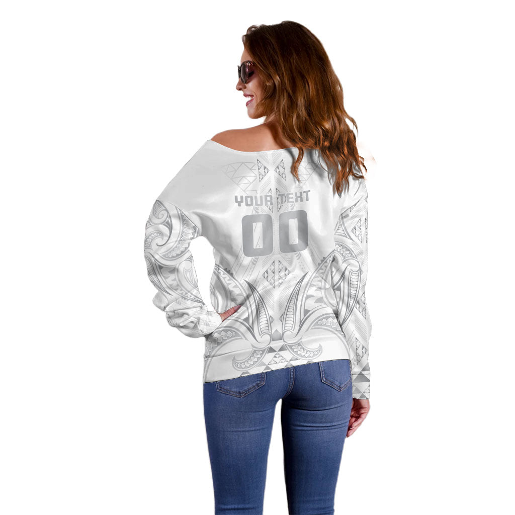 Maori Rugby Custom Ngaru Mangopare Off Shoulder Sweater Kiwikiwi Niho Taniwha Motif