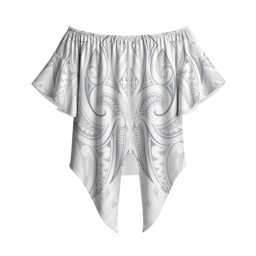 Maori Rugby Custom Ngaru Mangopare Off Shoulder Wrap Waist Top Kiwikiwi Niho Taniwha Motif