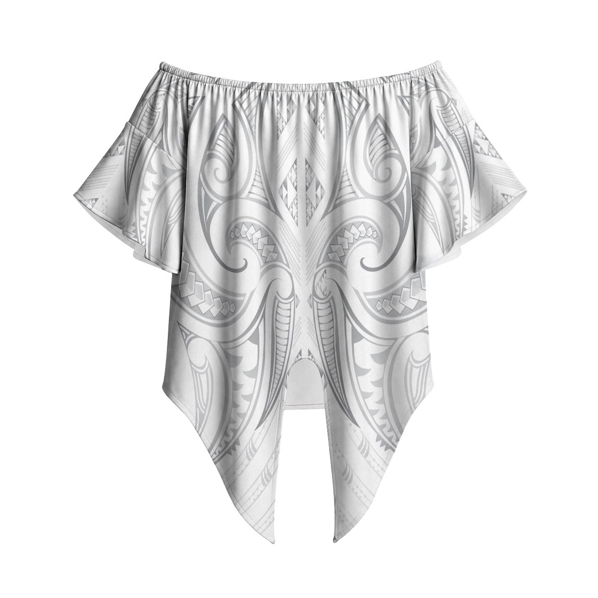 Maori Rugby Custom Ngaru Mangopare Off Shoulder Wrap Waist Top Kiwikiwi Niho Taniwha Motif